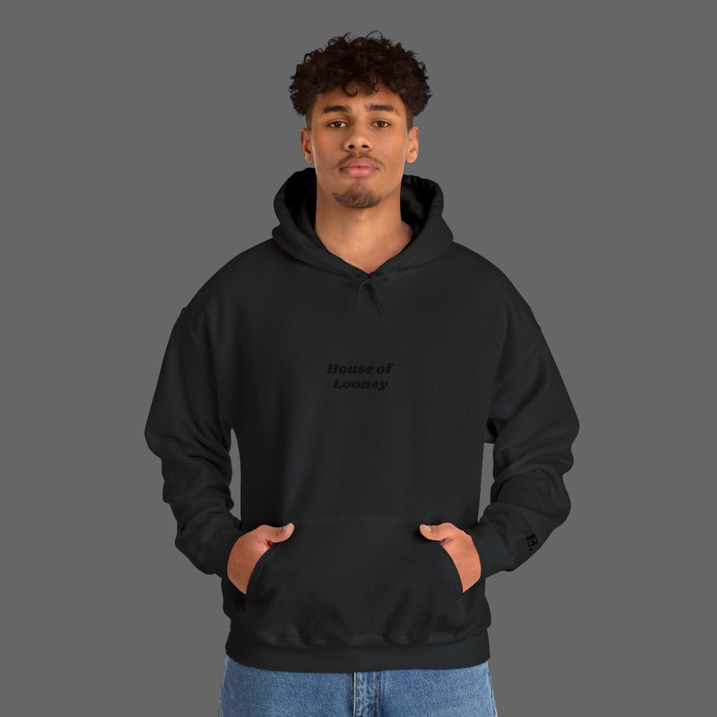 Black on Black Modern Embroidered Hoodie