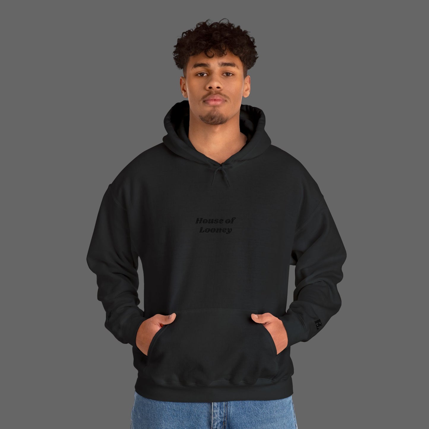 Black on Black Modern Embroidered Hoodie