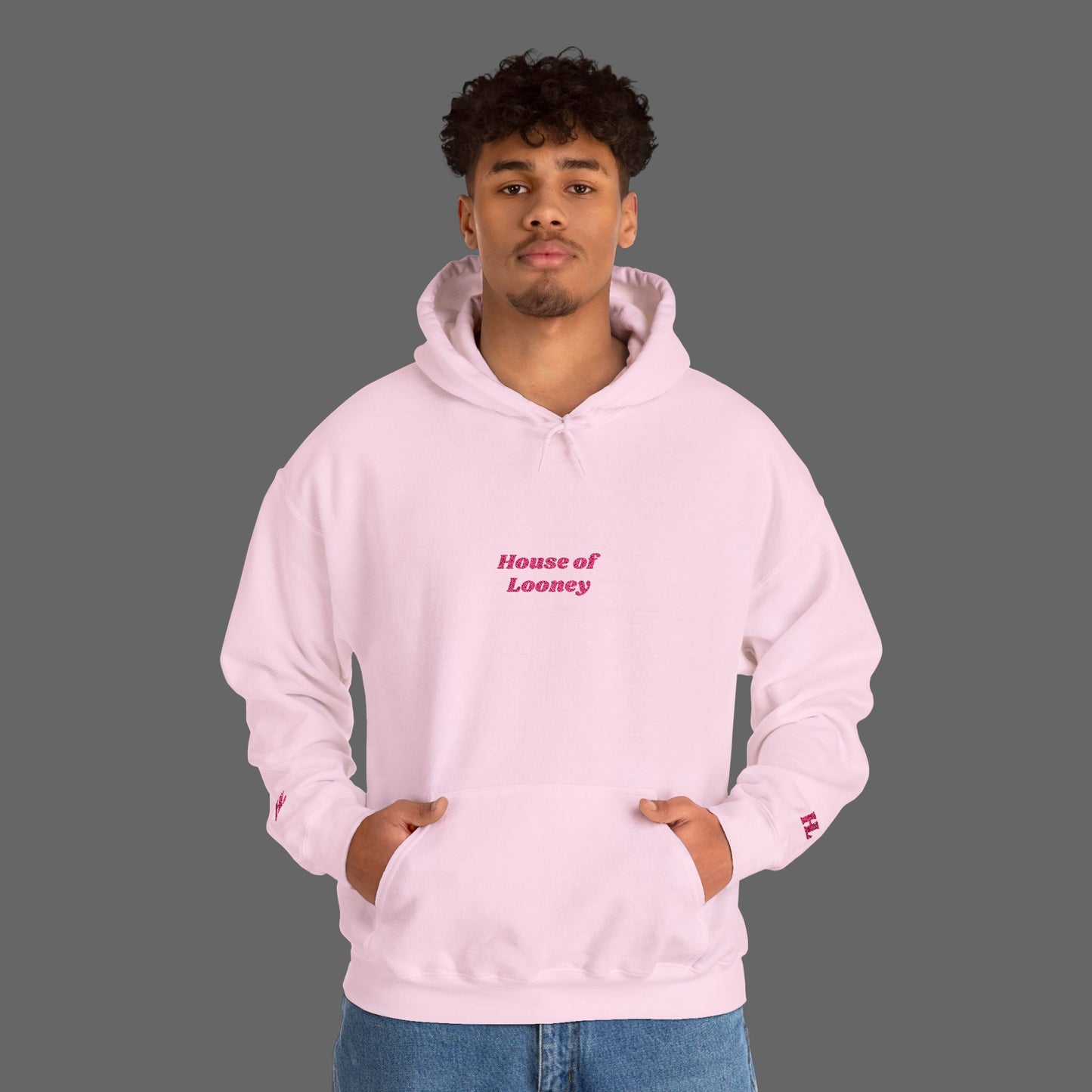 Pink Modern Embroidered Hoodie