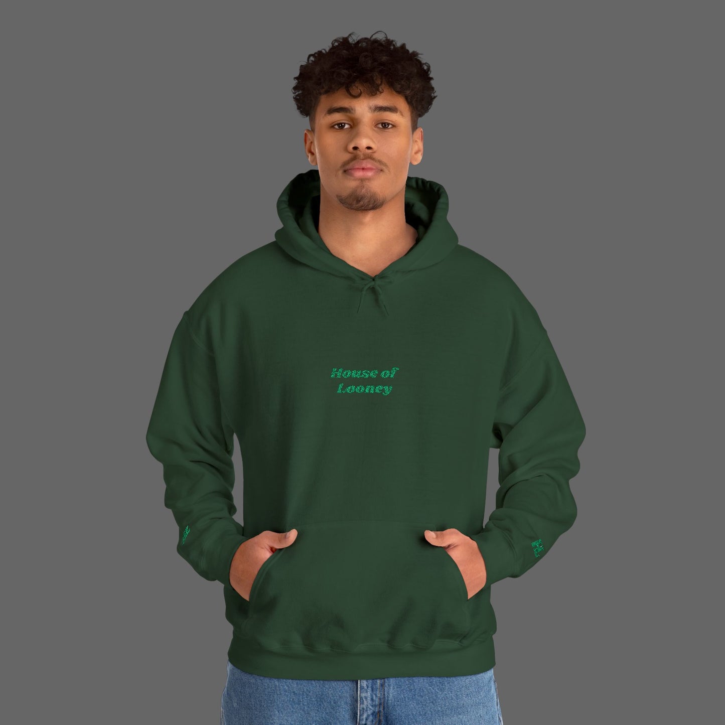 Green Modern Embroidered Hoodie