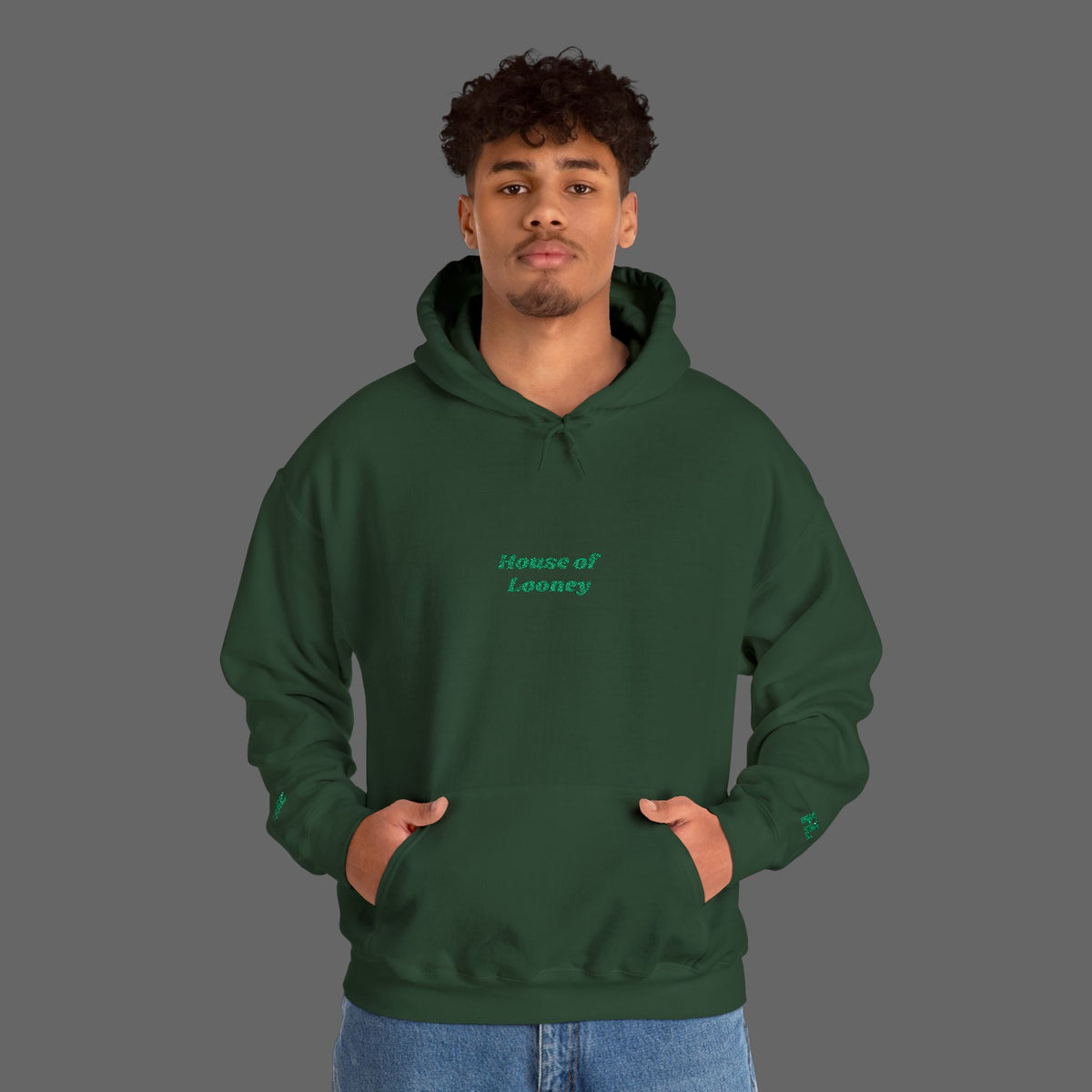 Green Modern Embroidered Hoodie