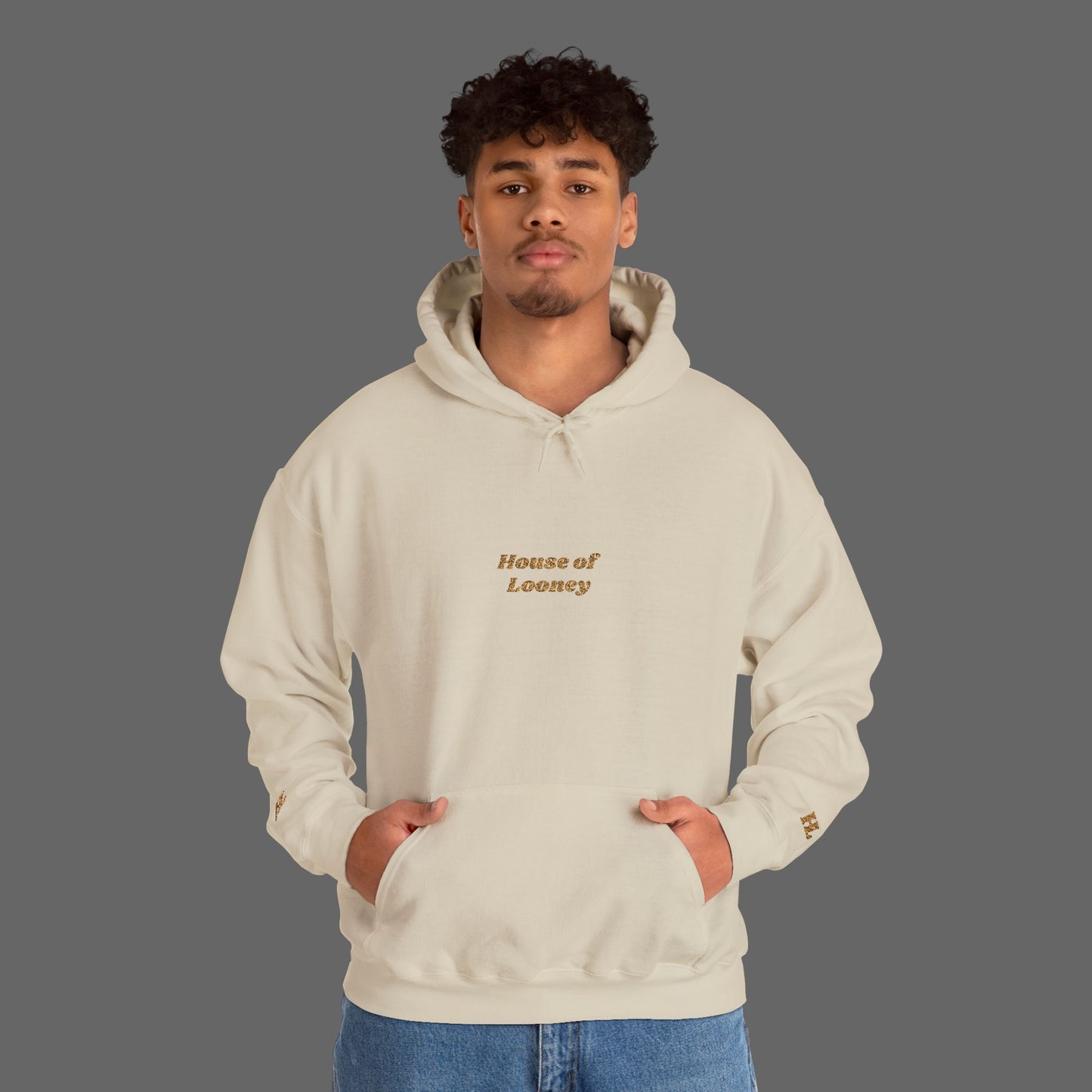 Tan Modern Embroidered Hoodie
