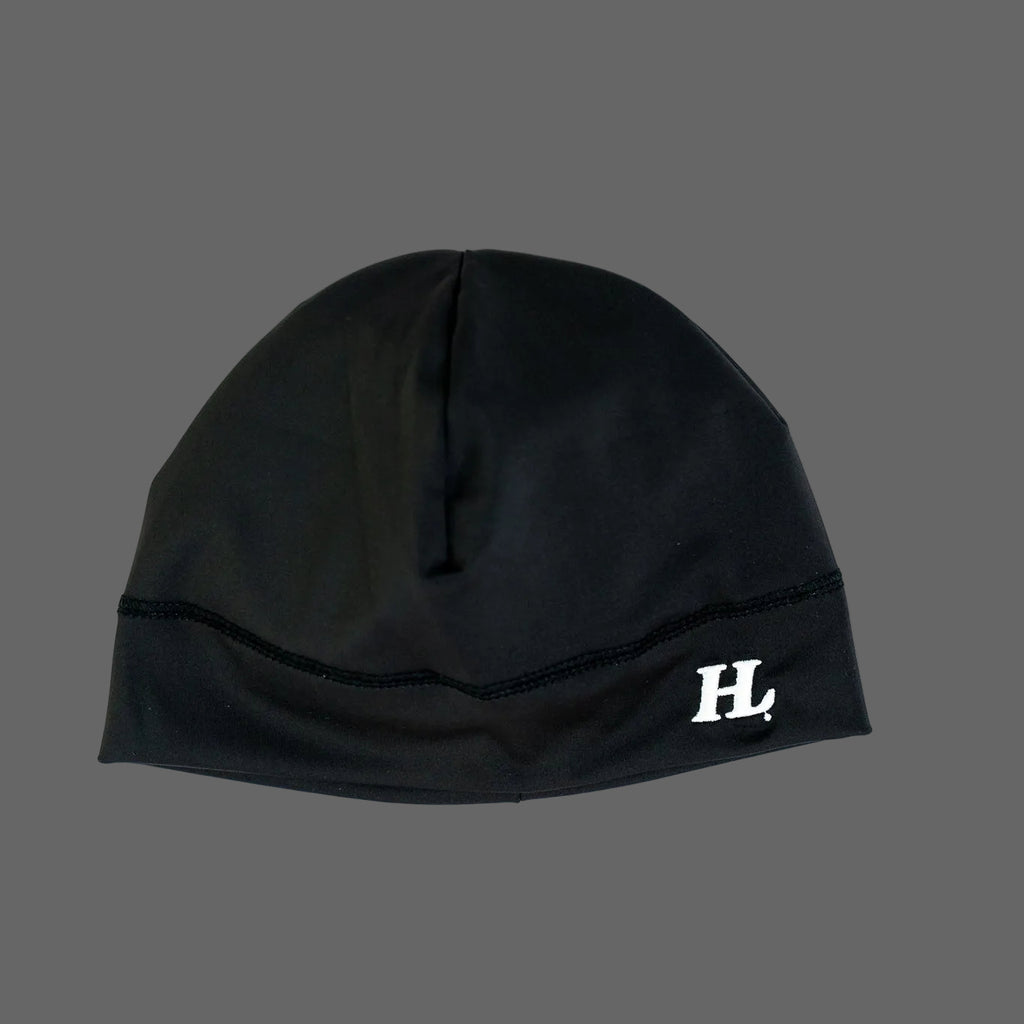 Black satin-lined skully cap